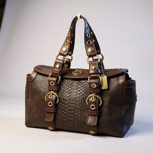 Coach Limited Edition Chelsea Python Embossed Brass Turnlock Satchel Rare